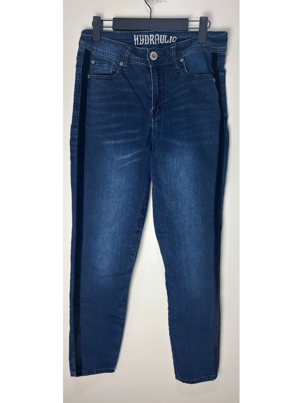 Hydraulic Women’s Jeans Size 6 High Rise Skinny Blue Velvet Tuxedo Stri